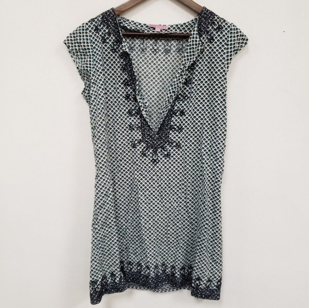 Calypso St Barth Sequin V-Neck Tunic Dress Size Small